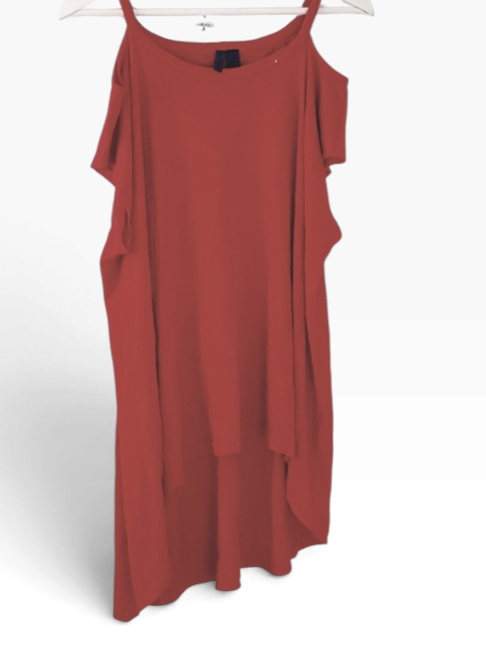 Anthropologie  size XL orangey Red Cold Shoulder Hi-Low dress